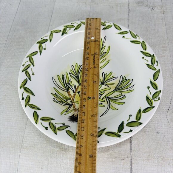 Tabletops BOTANICAL HERBS  Green Leaves Hand Painted Lunch Salad Plates Set of 5 - Picture 13 of 16